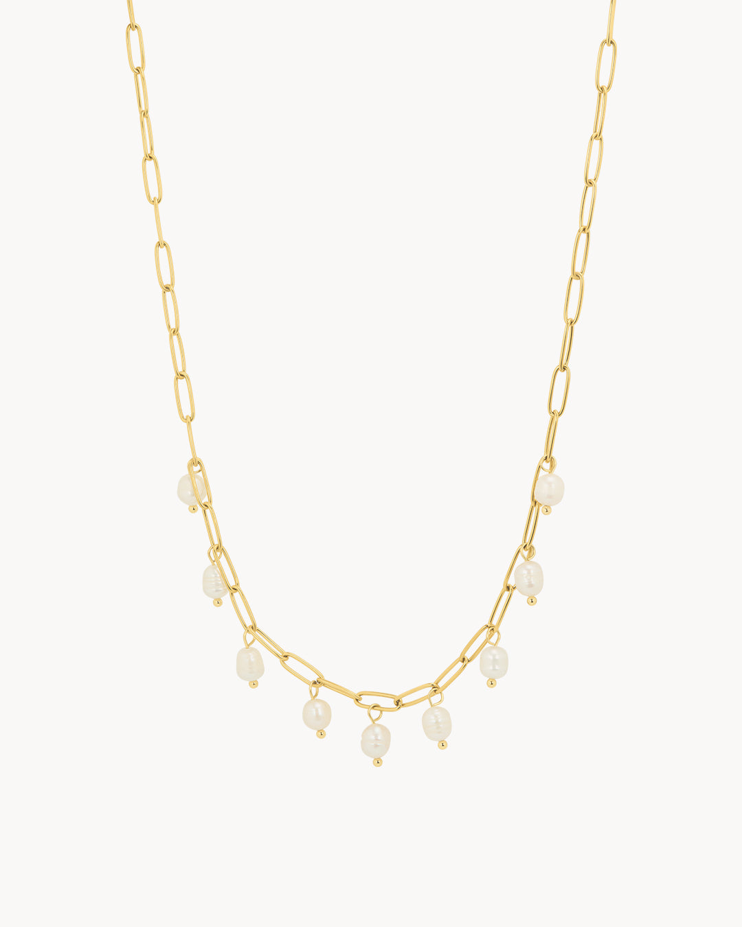 Pearl Drop Link Necklace