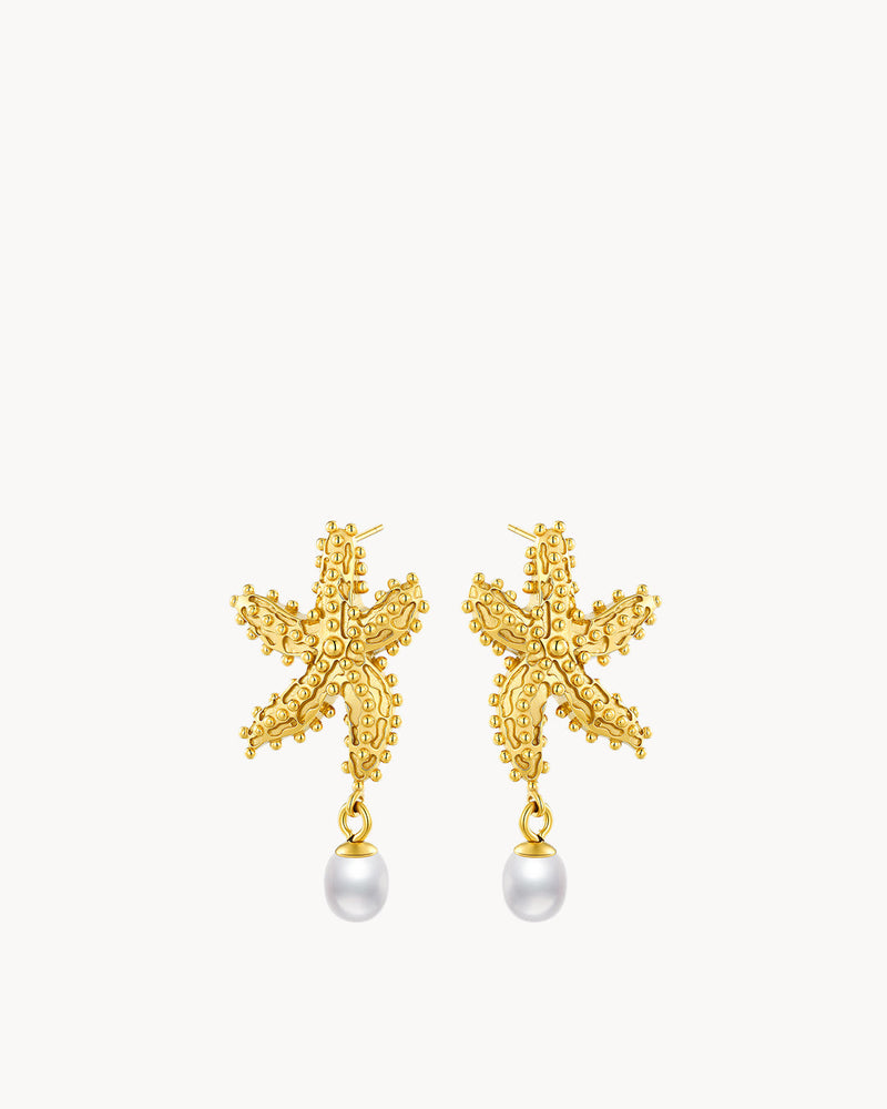 Starfish Pearl Drop Earrings