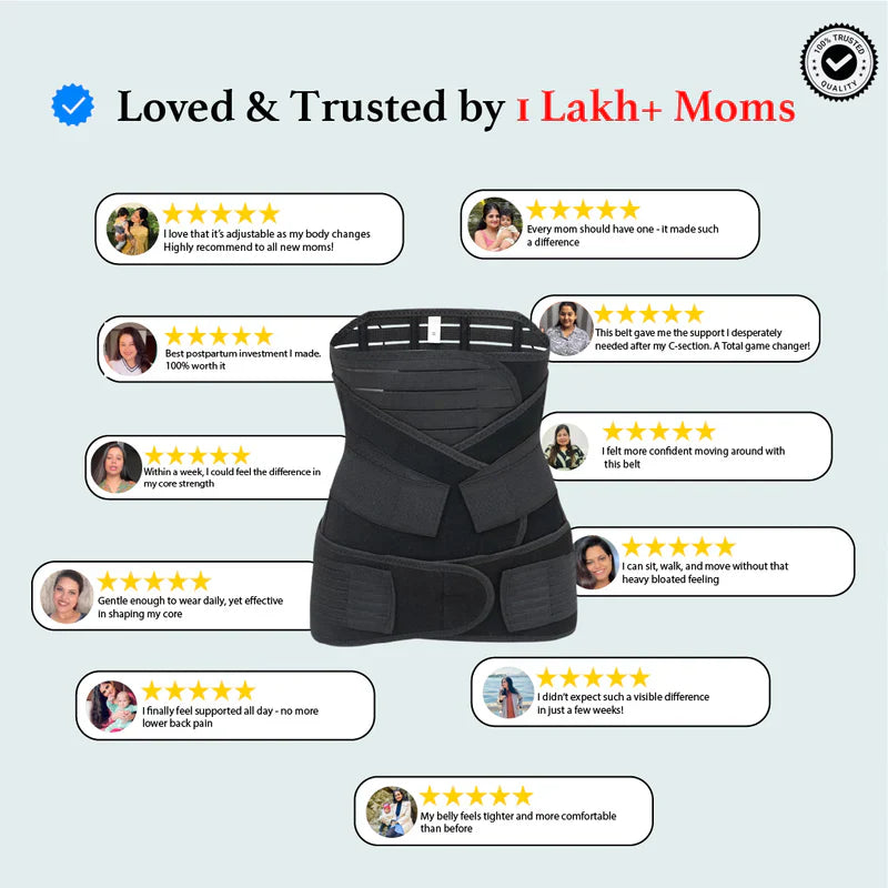 Home of Wellness 3-in-1 Postpartum Belly Belt | Medical-Grade Fabric | Breathable | Skin Friendly| 1 Year Warranty