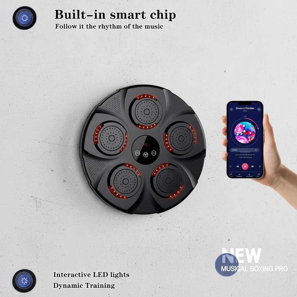 Smart Music Boxing Trainer with LED Lights | Home Fitness Equipment