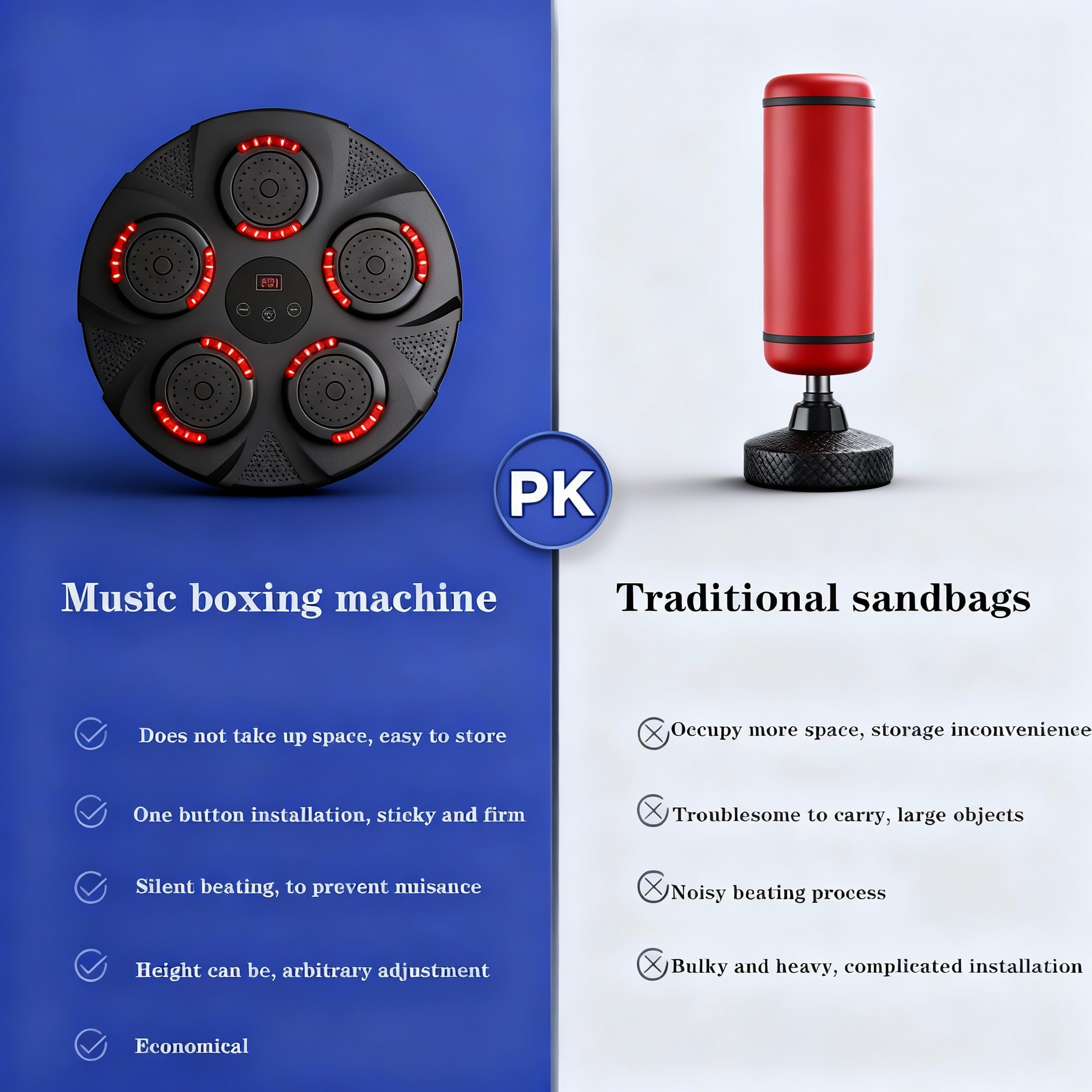 Smart Music Boxing Trainer with LED Lights | Home Fitness Equipment