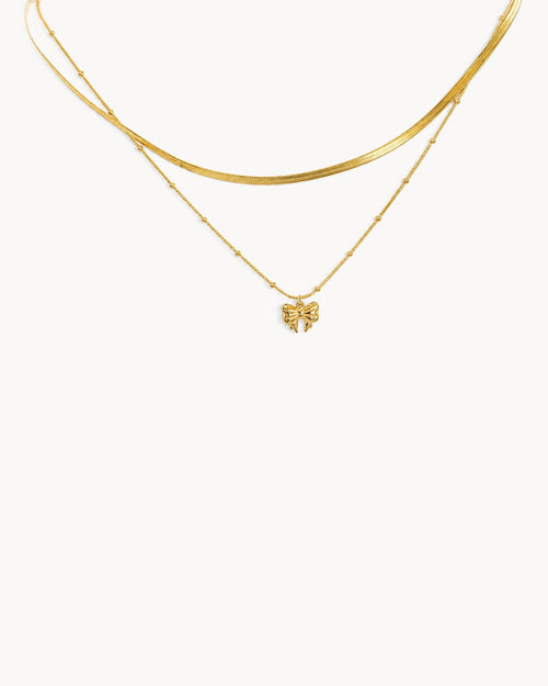 Bow Charm Layered Necklace