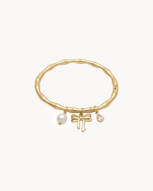 Bow & Pearl Charm Bangle