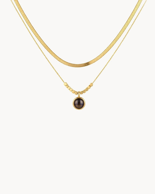 Dark Stone Layered Necklace
