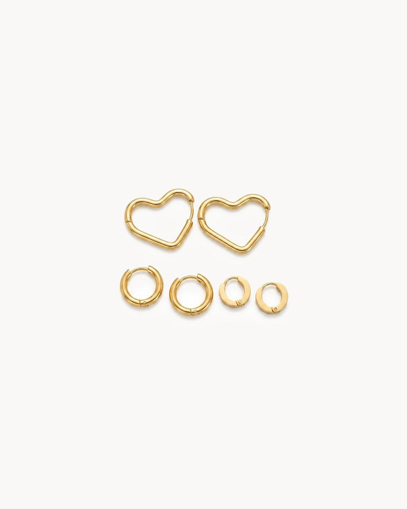 Heart Hoop Earring Set (3 Pairs)