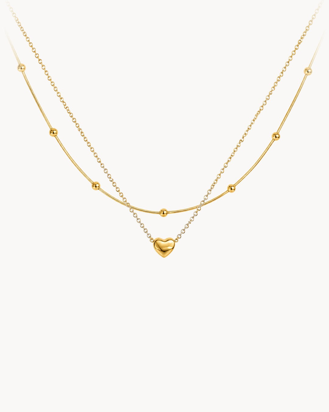 Puffy Heart Layered Necklace