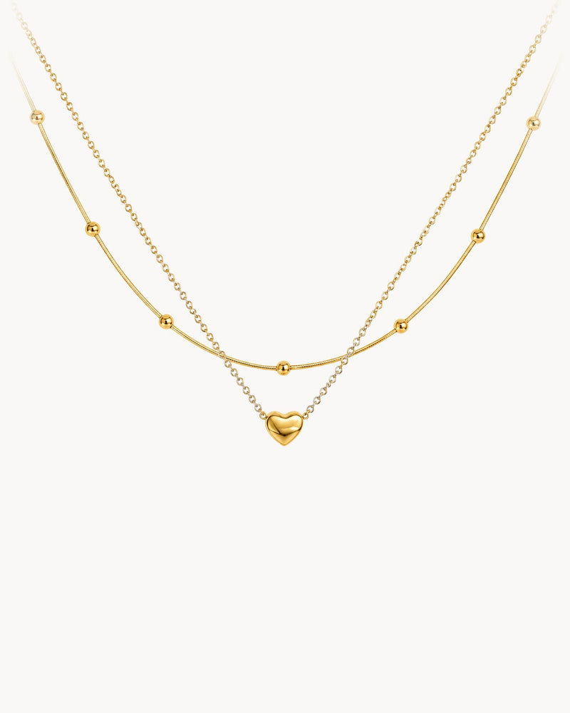 Puffy Heart Layered Necklace
