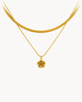 Rose Pendant Layered Necklace