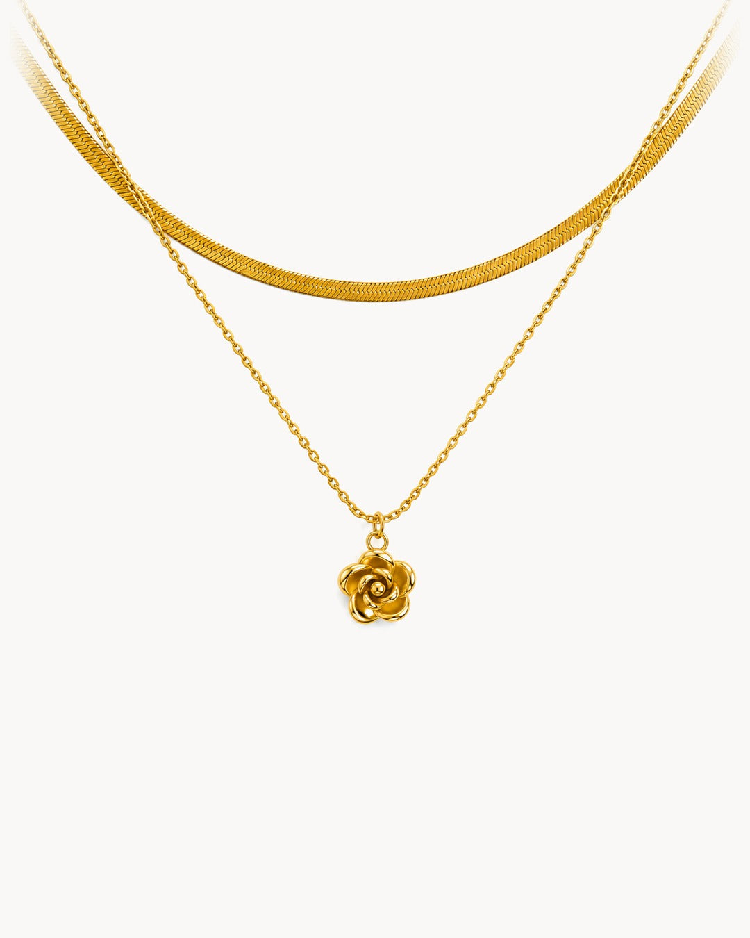 Rose Pendant Layered Necklace